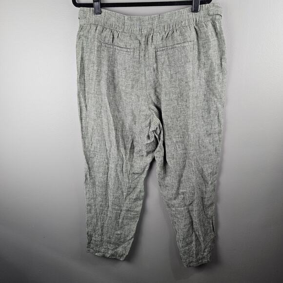 Athleta  Voyager Linen Tapered Leg Ankle Crop Pant Aspen Olive Green Size 16 - Picture 2 of 7